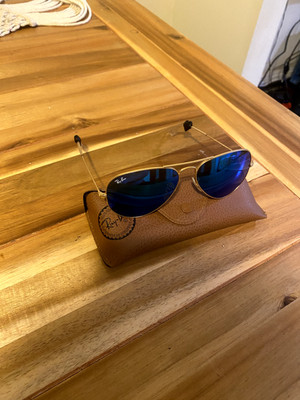 Ray Ban Sunglasses Men Good Condition Gold Frame Reflective Lenses