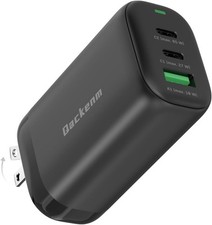 65W GaN USB C Wall Charger 3-Port Fast Charging Block Foldable Fast Charge