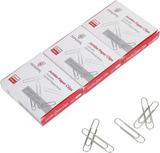 PAPERPAL Jumbo Smooth Paperclips 2 Inch 300 Large Silver