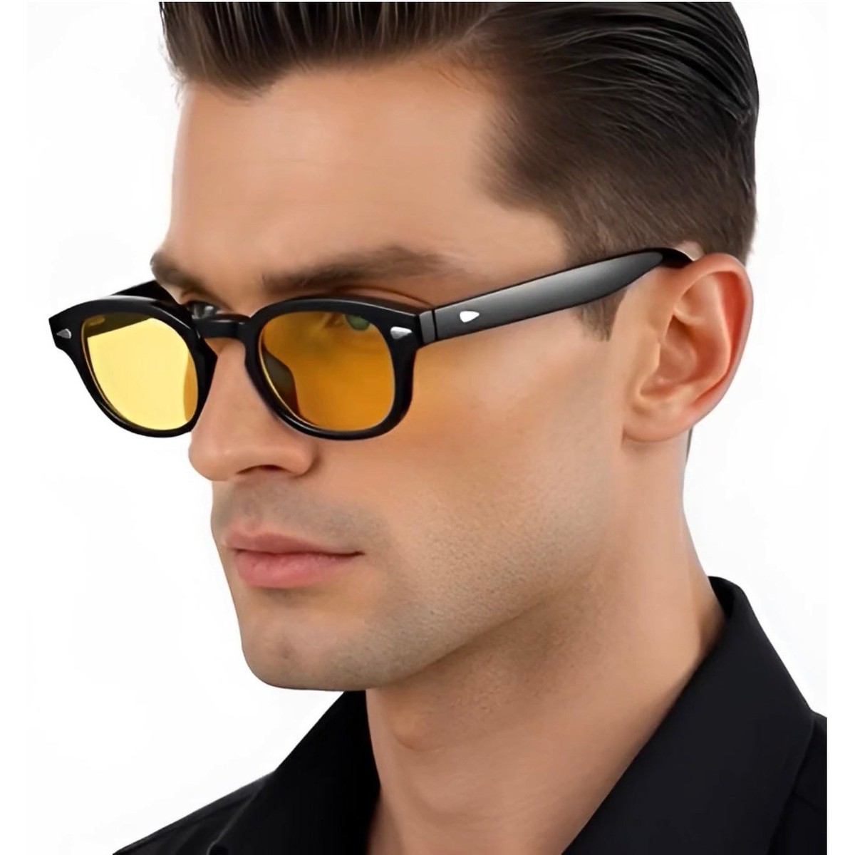 Black Frame Yellow Lens Sunglasses Retro Style Driving Glasses