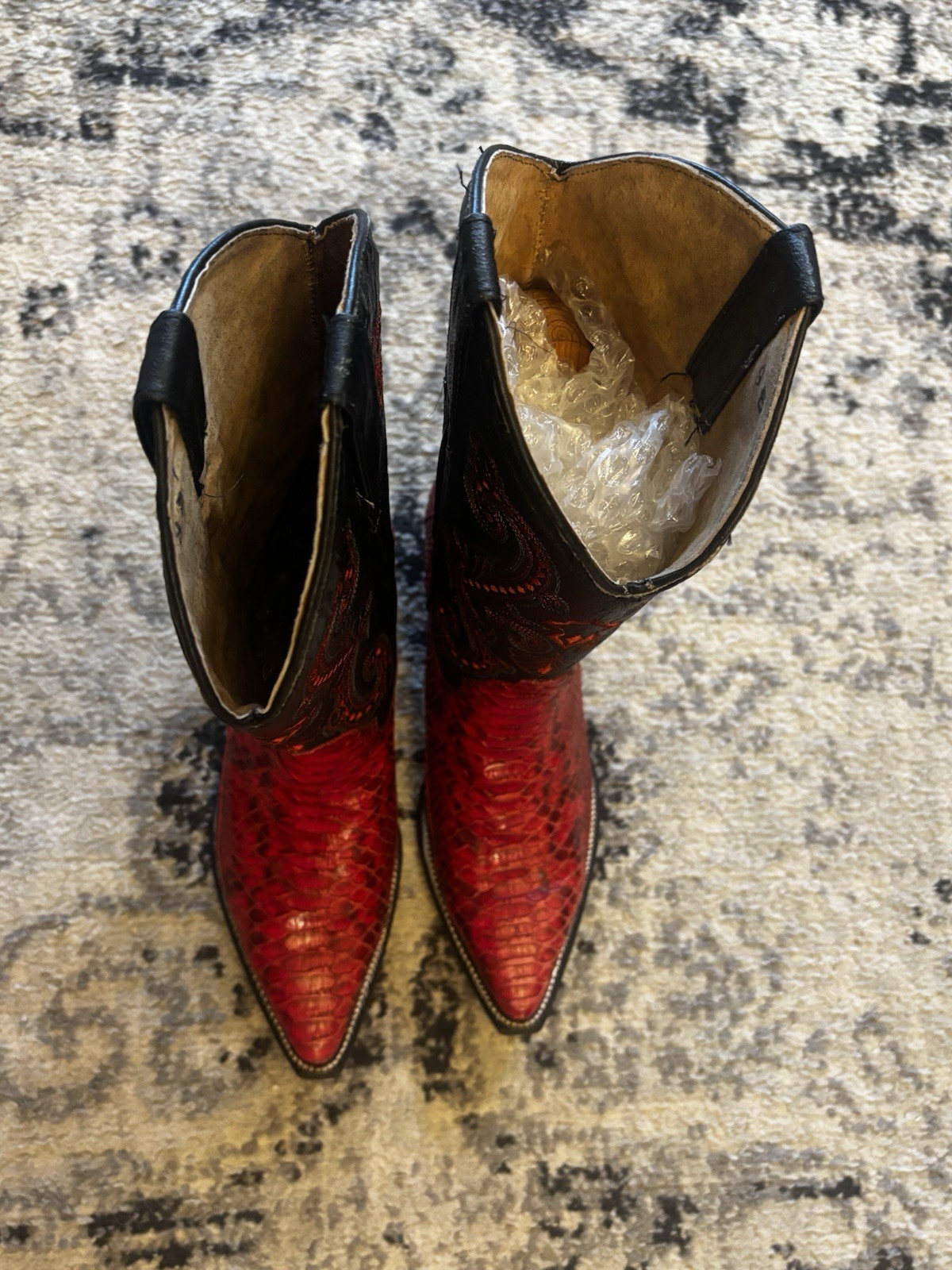 Circle G Red Python Leather Red Black Womens Size… - image 4