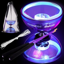 Chinese Yoyo Diabolo Set Includes Colorful LED Diabolo Light up with 2 Pieces...