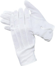 Beaded Parade Gloves Cotton Women Men Gloves with Grip, Non-Slip 1 pair White