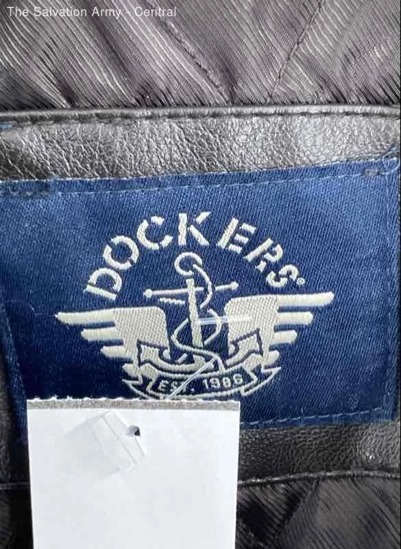 Dockers Mens Black Leather Long Sleeve Spread Collar Full-Zip Jacket Size 2XL - Image 4 of 4