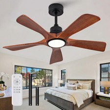 Modern 42" Ceiling Fan with Lights Remote, 5 Walnut Blades, 6 Speed DC Motor