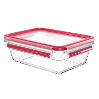 EMSA Frischhaltedose Clip&Close Glas rechteckig 1,3l, rot/klar