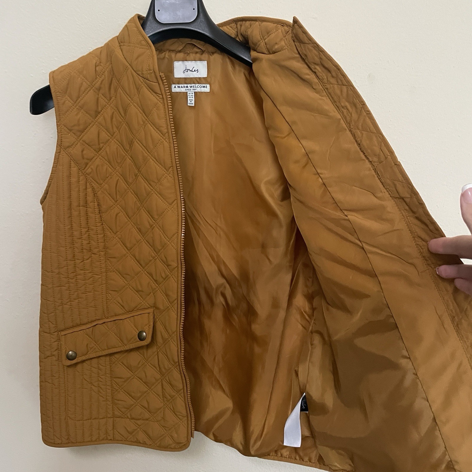 Joules Diamond Quilted Golden Minx Puffer Vest Size 10 Preppy Equestrian Mustard