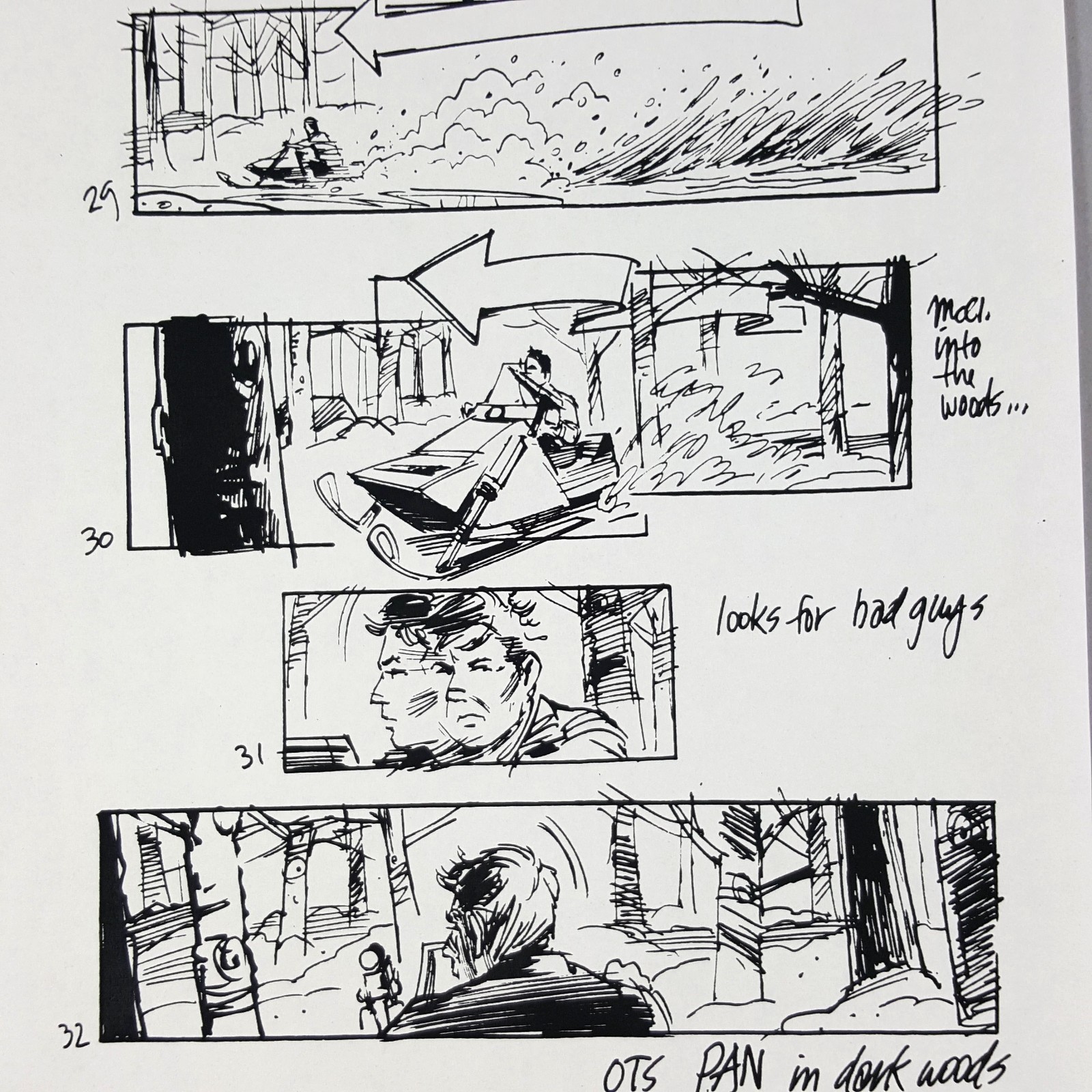 Image 6 of Die Hard 2 - Production Used Storyboard, Bruce Willis Snowmobile Chase, Prop 9