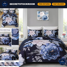 Navy Boho Floral Quilt Set - King Size 3-Piece Bedspread Bedding Set