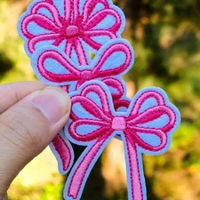 12PCS Pink Style Embroidered Iron On Patches, Bows Patches Sew On Repair