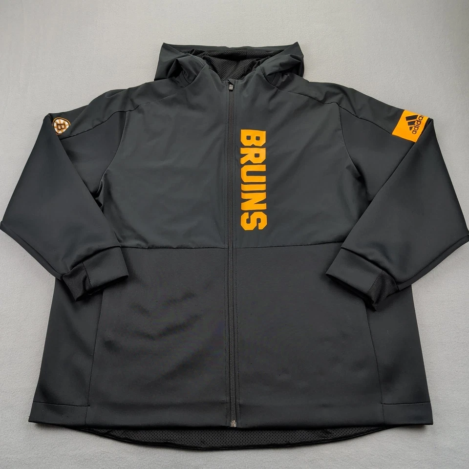 Chaqueta Boston Bruins Para Hombres 2XL Negra Con Capucha Cremallera Completa Softshell NHL Hockey Adidas Foto 2 de 4