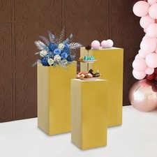3PCS Metal Display Pedestal Stands Display Pillars for Party Wedding Gold
