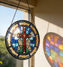 Sun Catcher Stained Glass Window Hanging 8" Suncatcher Wall Art Home Decor Gift