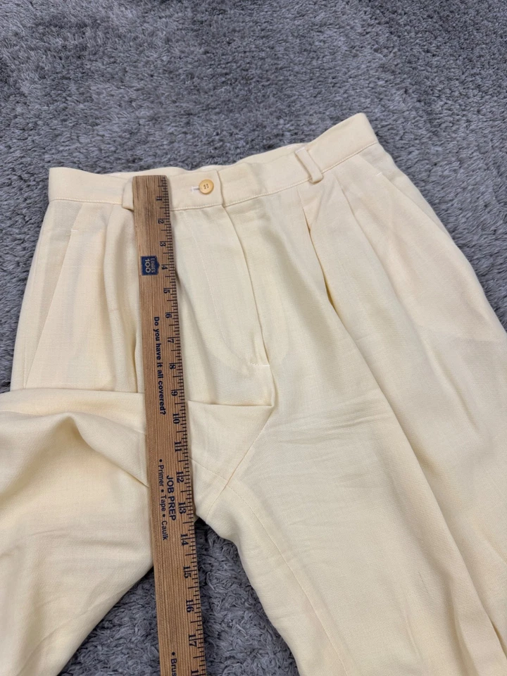 Giorgio Armani Pants Women 44 US 10 Creamy Ivory Wool Pleated Relaxed Trousers - Image 4 of 4