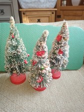 Three vintage Christmas tree bottle brush mercury glass baubles