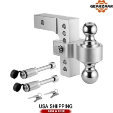 Adjustable Tow Hitch universal 18500 lbs 2" Receiver 6" Drop/Rise Dual Ball