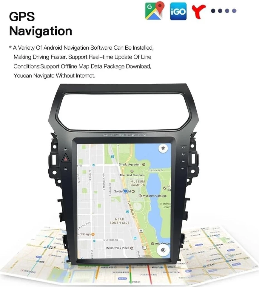 Radio de coche estéreo GPS navegación Carplay 12,1" para Ford Explorer 2011-2019 Android 14 Foto 4 de 4