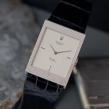 Rolex Cellini Ref. 4127 Hobnail 18k White Gold Manual Wind 1995