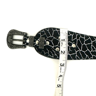 Streets Ahead Contoured Western Black Suede Leather Studded Belt Streets Ahead Contoured Western Black Suede Leather Studded  main image 3