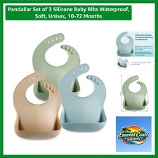 Unisex Silicone Baby Bibs 3-Pack - Soft, Waterproof, Adjustable for Toddlers