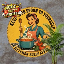 Retro Master Chef Cooking Poster Metal Sign Vintage Kitchen Decor 8x8 Round