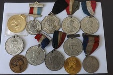 12 OLD CORONATION MEDALS 1935-1937-53 fair condition only 4CMS BY 4CMS (2766)