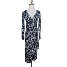 Diane Von Furstenberg for Target Midi Wrap Dress Size XXS Black White Sea Spot