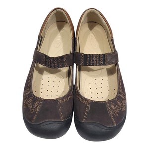 Keen Mary Jane Shoes Women's 8 Brown Leather Slip On Flower Detail EXCELLENT
