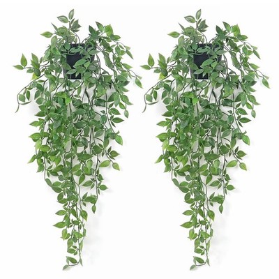 Artificial Hanging Plants Fake Small Potted Faux Mandala Vines Greenery 2 PCS