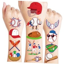 60 PCS Baseball Sports Pre-Cut Temporary Tattoos for Kids Super Cute