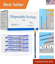 100 Pack 1ml 25G 1-Inch Luer Slip Science Lab Syringe, Individually 1 ml