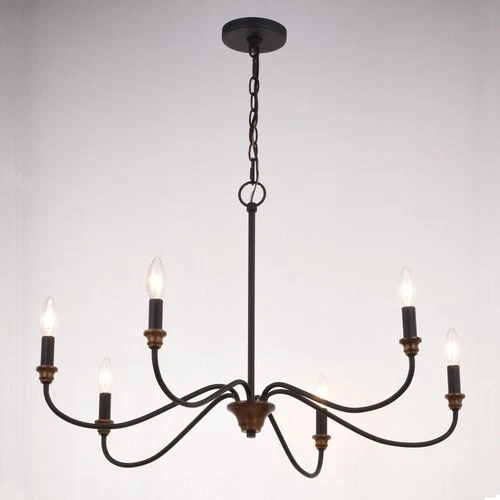 Vaxcel Lighting H0265 Annabelle 6 Light 30"W Taper Candle - Matte Black / - Picture 6 of 12