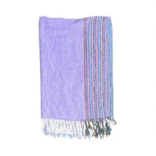 Pashmina Brand Lavender Paisley Wrap/Scarf with Multicolored Stripes 27” x 70”