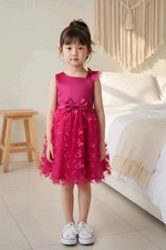 Fuchsia Tulle Overlay Easter Pagent Church Party Butterfly Dress Size 12mo