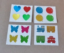 VINTAGE HAMBLY MYLAR FOIL HEARTS BALLOONS BUTTERFLIES TRAINS ~4 STICKER MODS LOT