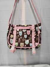 Pottery Barn Kids Diaper Bag Or Bag RARE Owls Pattern Pink Brown Multicolor