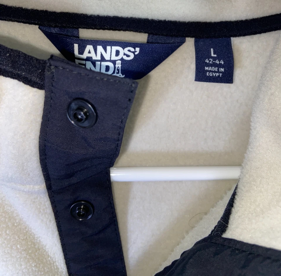 Camisa Pullover Top Lands' End Polar Suave Elastizada Beige Azul Oliva Para Hombre L OEKO Foto 4 de 4