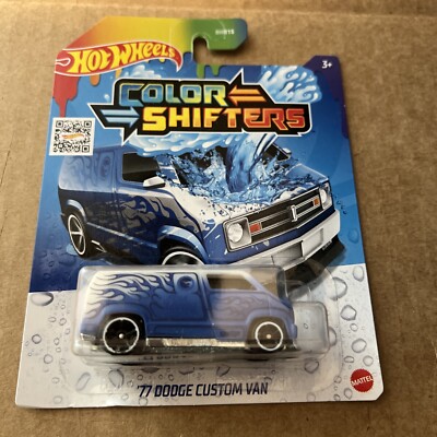 Hot Wheels Color Shifters White/Blue  77 Dodge Custom Van W/ Treasure Hunt Logo