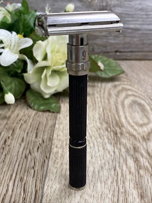 Vintage Gillette Safety Razor Super Adjustable P I Dial A Shave 1-9 Black USA