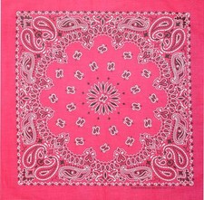 New 22" Hot Pink Paisley Bandana Handkerchief Scarf 100 Cotton Made In USA