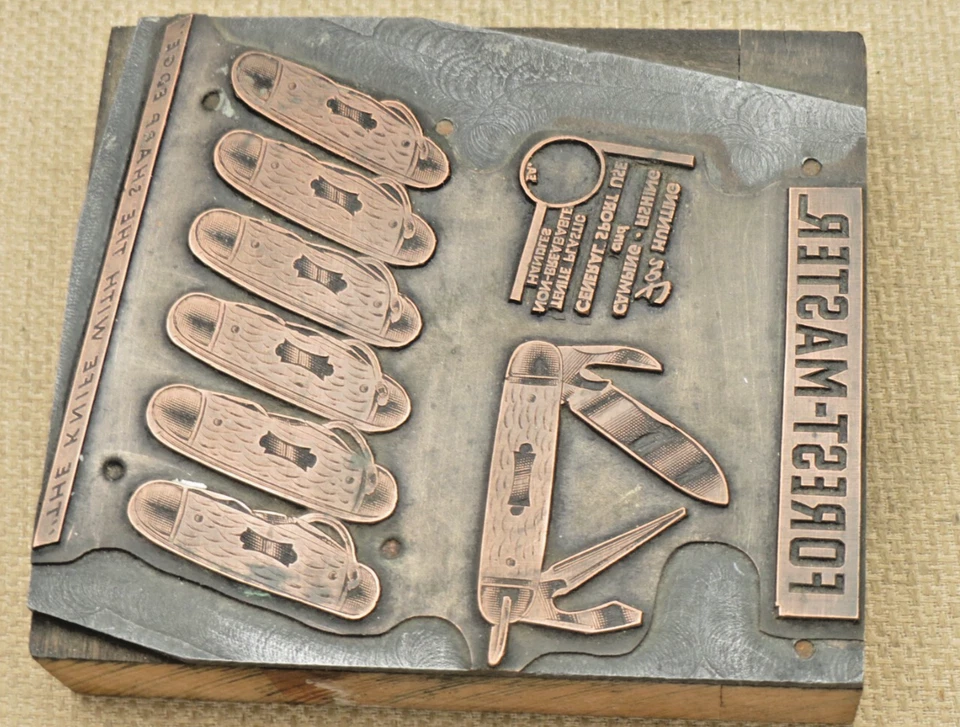 Bloque de impresión de cuchillo utilitario Scout vintage COLONIAL KNIFE CO - FOREST MASTER Foto 3 de 4