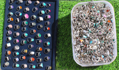 New Sale Coral & Mix Gemstone 925 Sterling Silver Plated Handmade Lot Rings