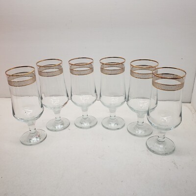 Gold Rimmedwear. TexturPedastal Glasses Pasabahce Gold Ice Set Of 6 Ice Tea Wine