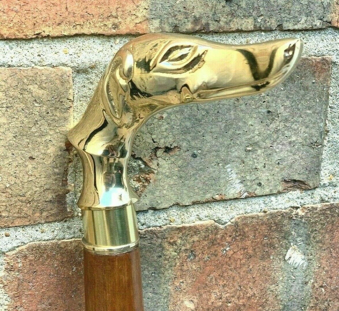 Brass Dog Head Handle Style Vintage Walking Stick Woo… Gem