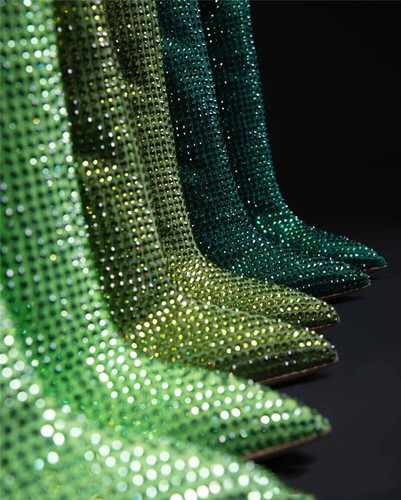 Womens Rhinestones Knee High Heel Boots Fashion Clubwear Long Glitter Shoes Lady - Picture 11 of 25
