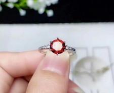 Garnet engagement ring,925 Sterling Silver gift for her birthstone ring