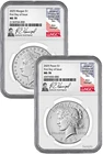 2025 Morgan and Peace Silver Dollar 2pc Set FDI NGC MS70 Harrigal