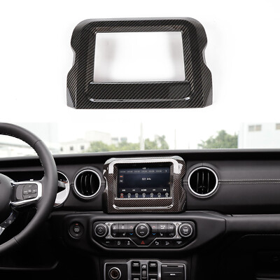 7'' GPS Navigation Panel Decor Cover Trim For 2018+ Jeep Wrangler JL Carbon Fiber