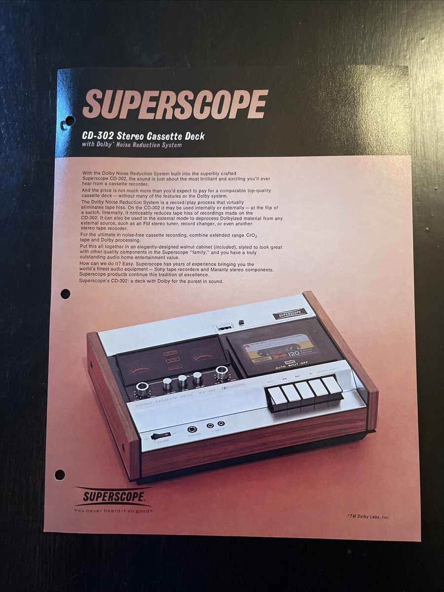 Original 1973 Superscope By Marantz CD-302 Stereo Cassette Deck