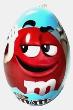 M&M 5”x 4” Easter Candy Tin Metal Egg Box Storage Empty w Tag & Removable Lid